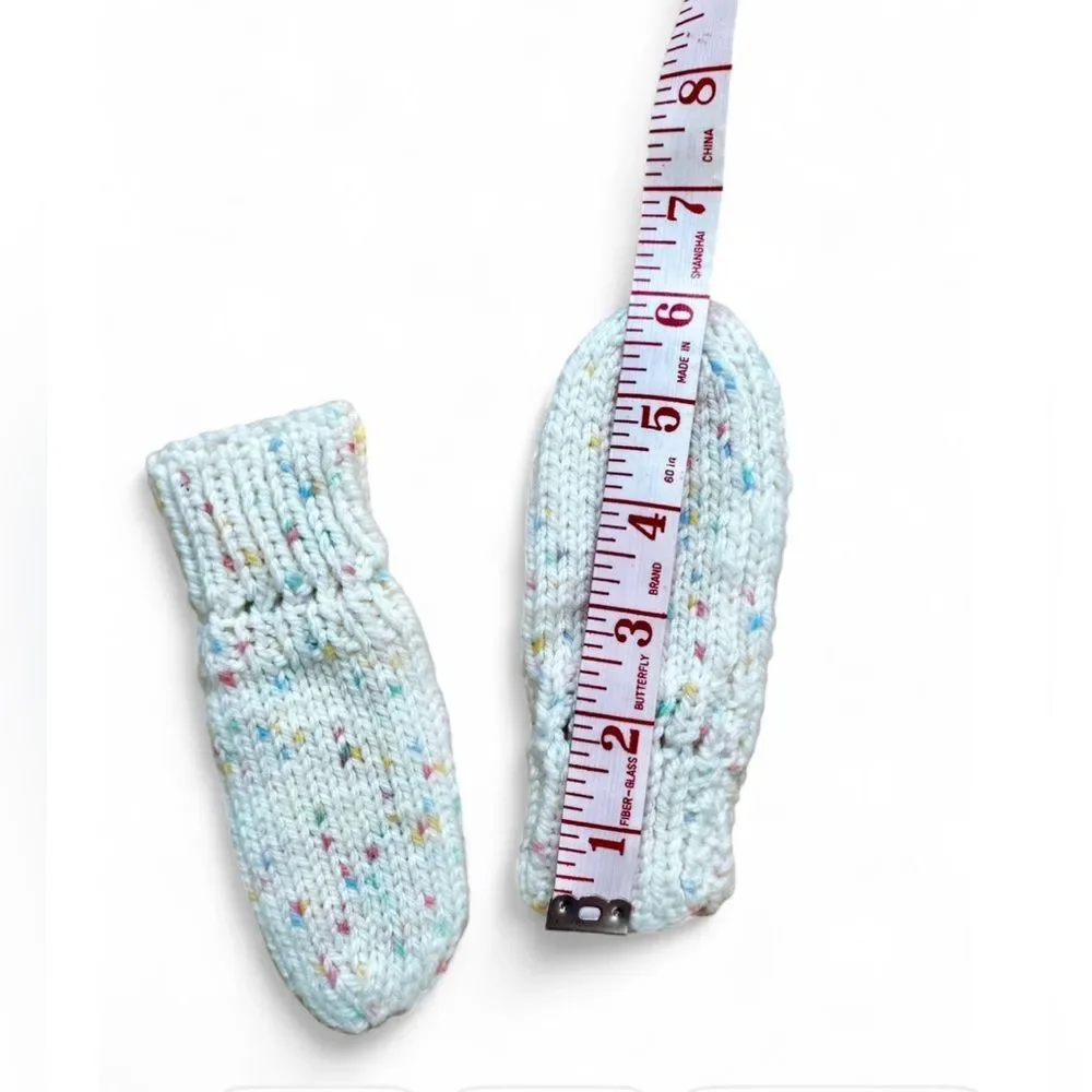 Newborn Mittens Handmade Knit Multicolor